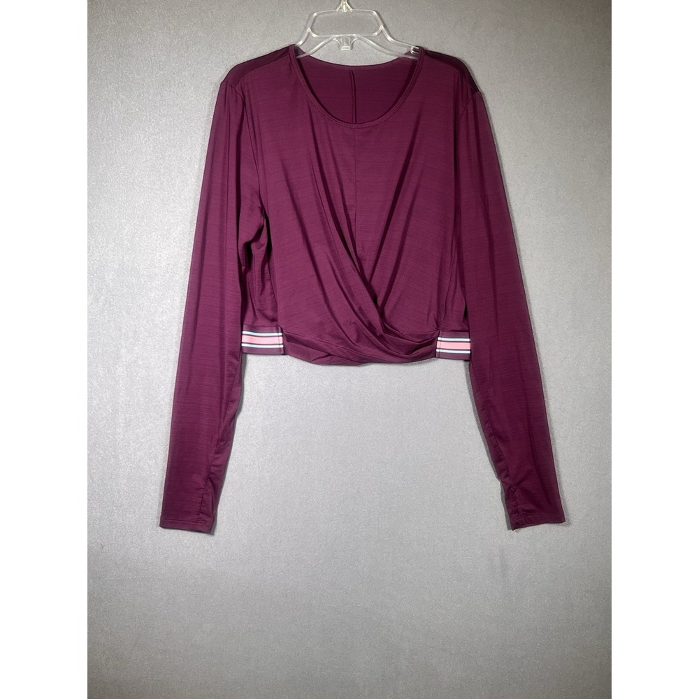 Fabletics Women's XL Purple Front Twist Cropped Long Sleeve